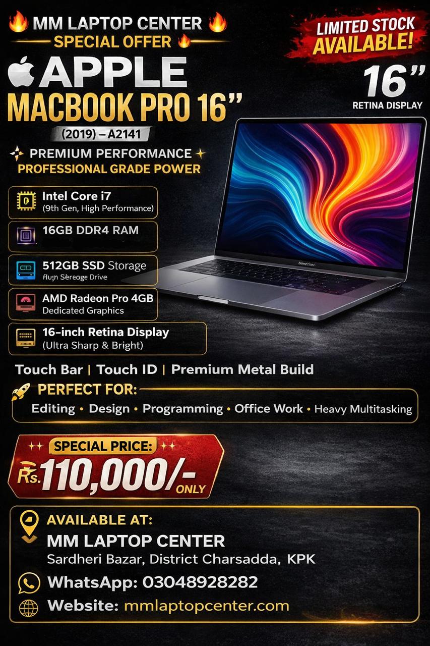 Apple MacBook Pro 16" (2019) – A2141 i7 16/512+4GB.