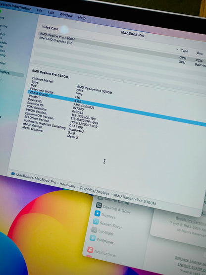 Apple MacBook Pro 16" (2019) – A2141 i7 16/512+4GB.