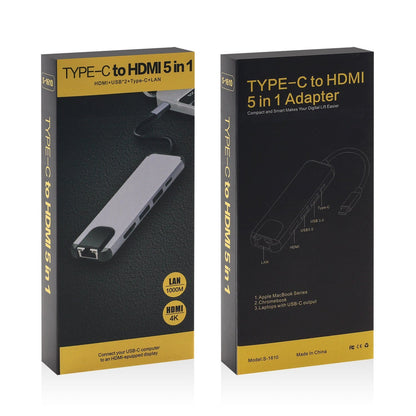 Type-C to HDMI 5-in-1 Hub (LAN + Type-C + USB 3.0 + HDTV)