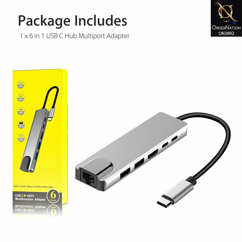 Type-C to HDMI 5-in-1 Hub (LAN + Type-C + USB 3.0 + HDTV)
