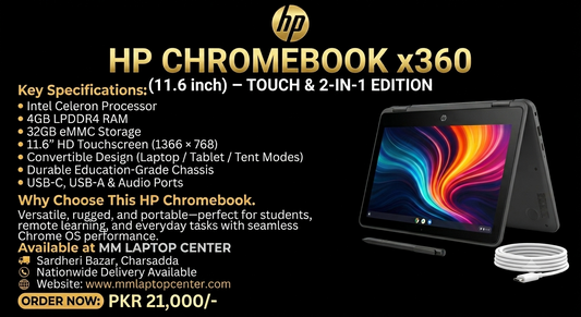 HP Chromebook x360 11 G3 EE 2-in-1 Touch Laptop – 4GB RAM 32GB | Convertible Chromebook for Students